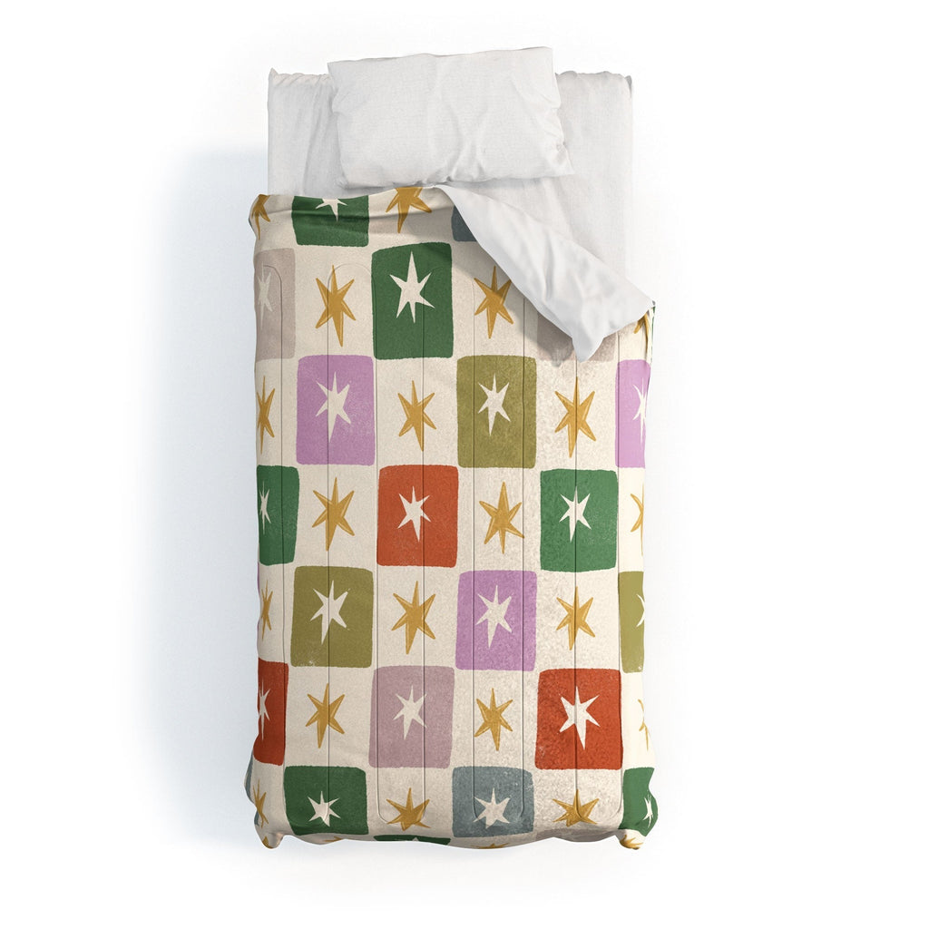 LouBruzzoni Retro Star Block Pattern Comforter
