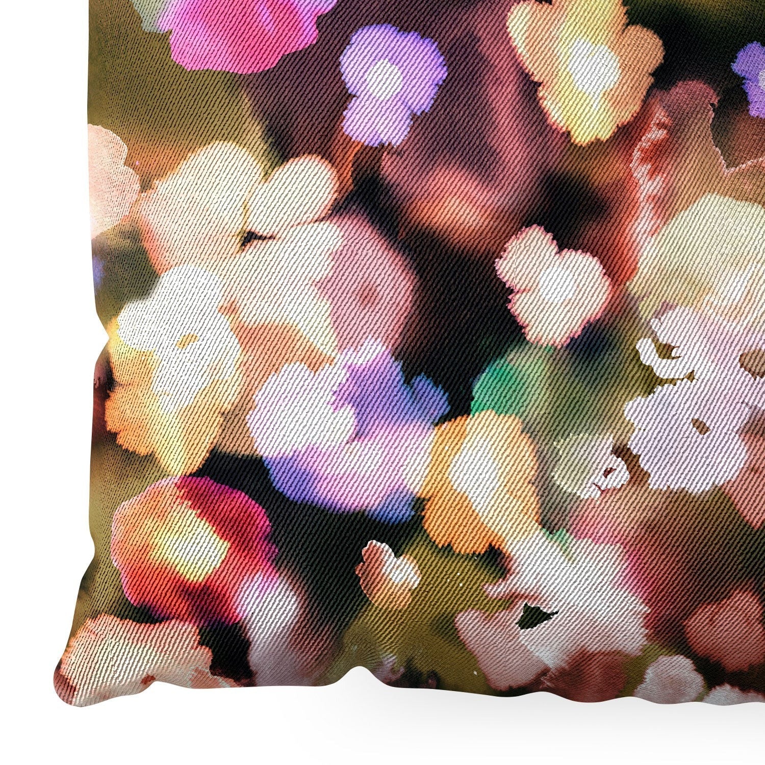 Ninola Design Botanic Retreat Ombre Abstract Watercolor Flowers Pink gold Floor Pillow Square
