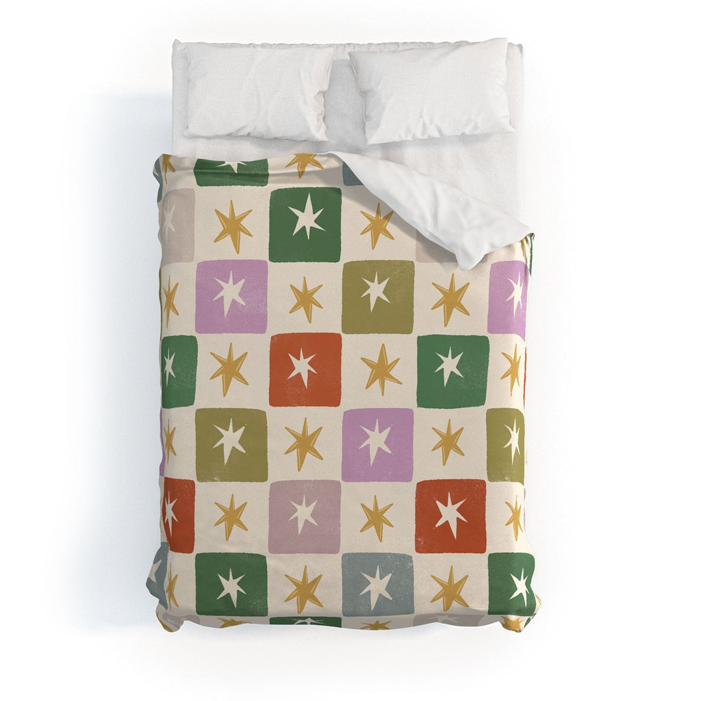 LouBruzzoni Retro Star Block Pattern Duvet Cover