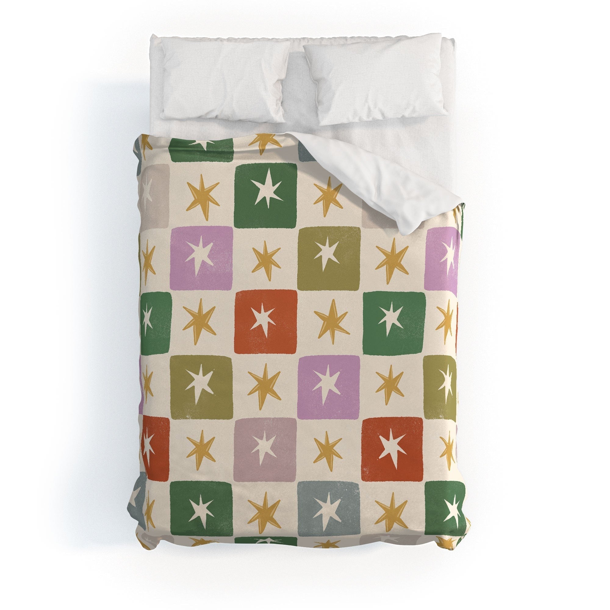 LouBruzzoni Retro Star Block Pattern Duvet Cover