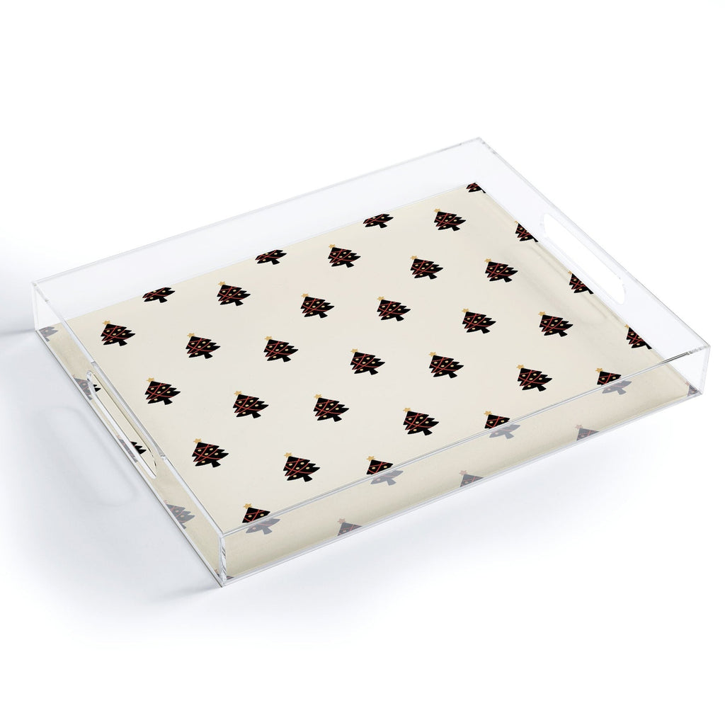 Design by Spark Black And Gold Christmas Tree Acrylic Tray