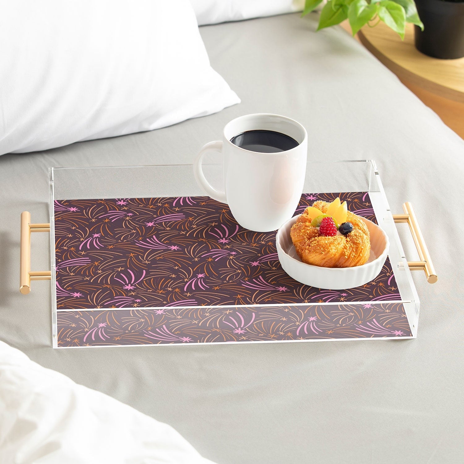 Little Om Pattern Shooting Stars plum Acrylic Tray