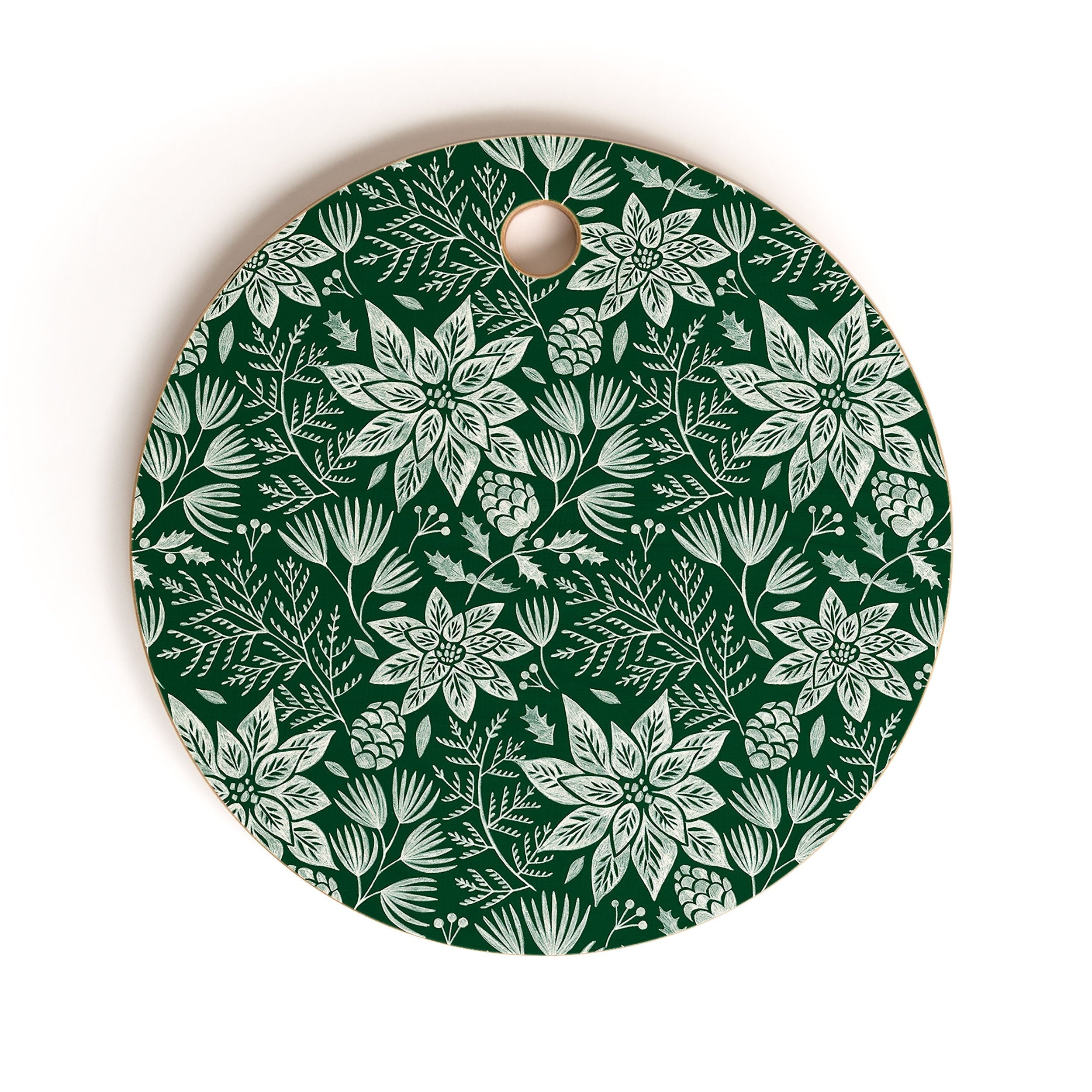 Pimlada Phuapradit Christmas Poinsettia Cutting Board Round