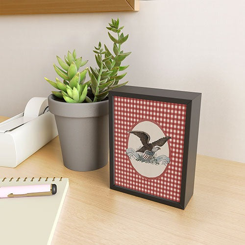 DENY Designs Gingham Eagle Framed Mini Art Print