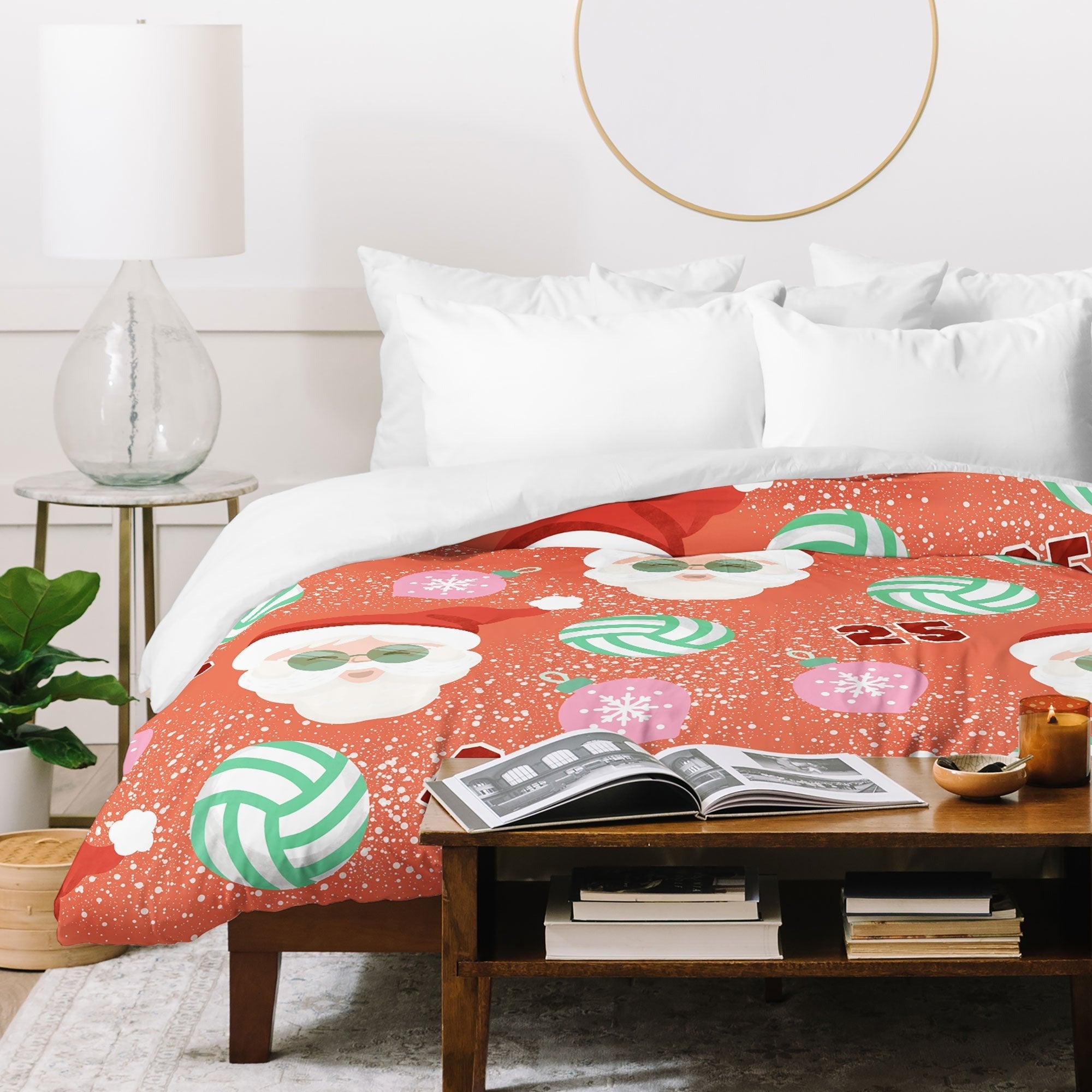 Design by Spark Sporty Volleyball Santa Duvet Cover