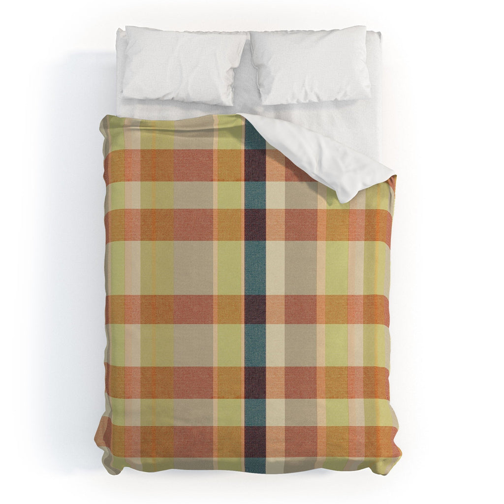 Marta Barragan Camarasa Retro Picnic Plaid Warm Tones Duvet Cover
