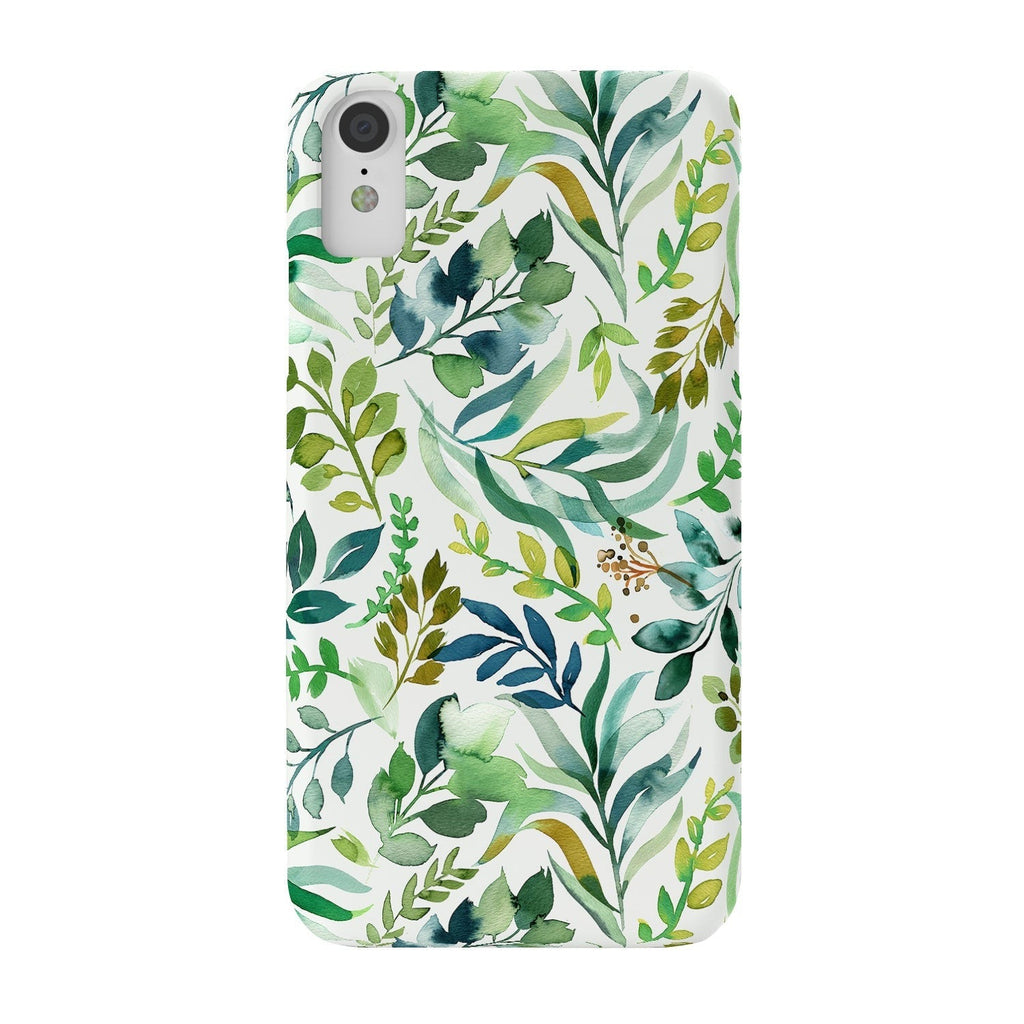 Ninola Design Botanic Retreat Loose Botanical Leaves Watercolor Green Phone Case