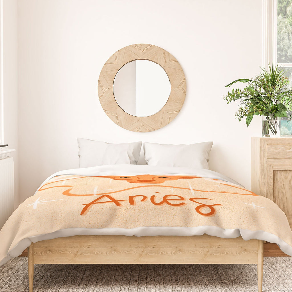 Little Om Zodiac Signs Aries Duvet Cover