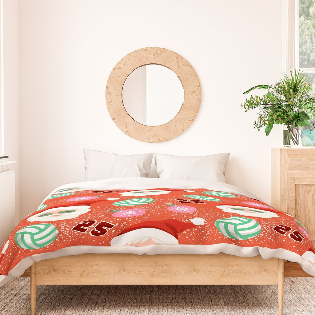 Design by Spark Sporty Volleyball Santa Duvet Cover