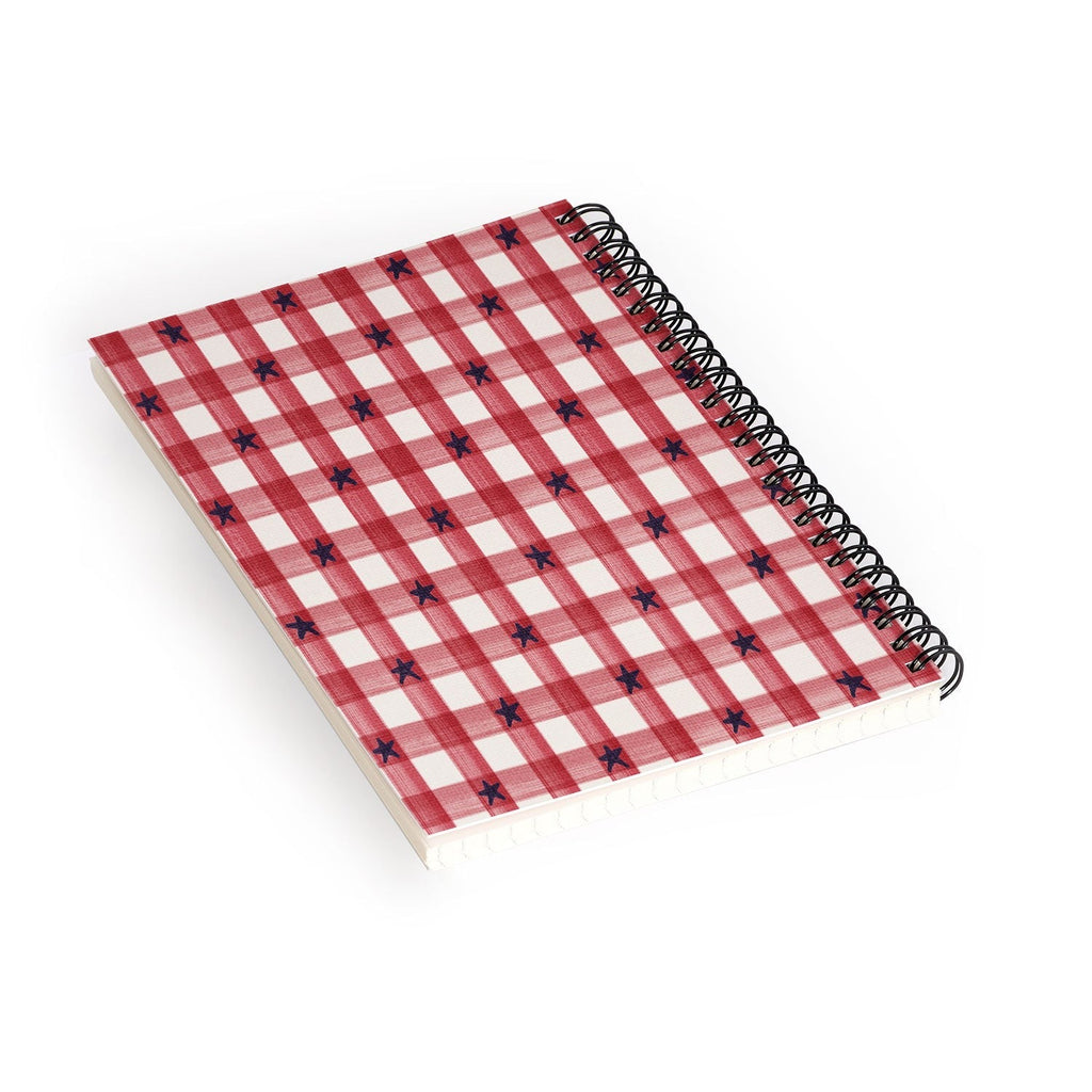 DENY Designs Red Gingham plus Stars Spiral Notebook