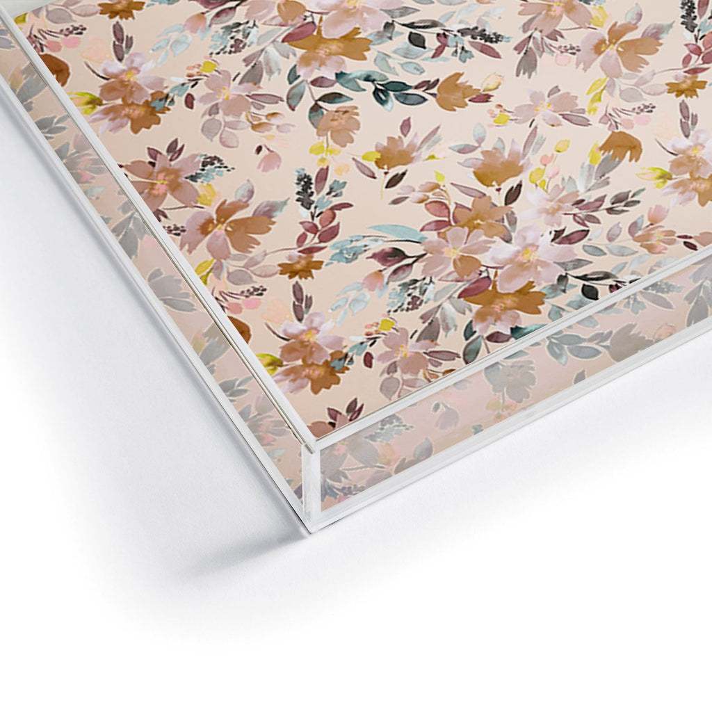 Ninola Design Botanic Retreat Floral Oleander Whimsical Soft Pink Acrylic Tray