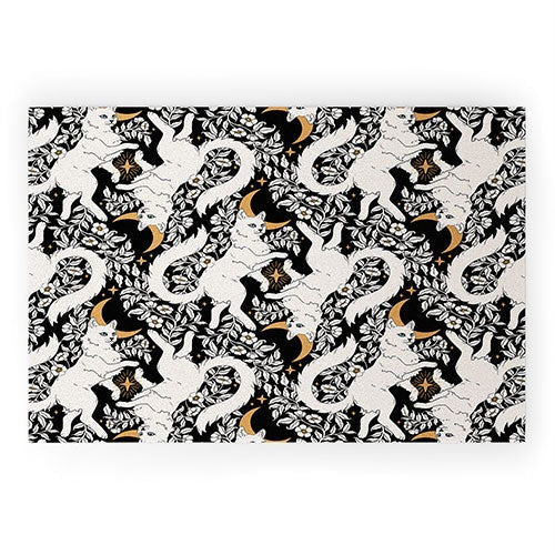 Avenie Celestial Cats Gold Welcome Mat