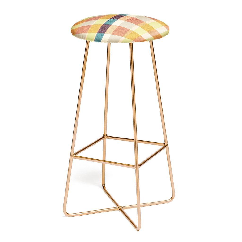 Marta Barragan Camarasa Retro Picnic Plaid Warm Tones Bar Stool