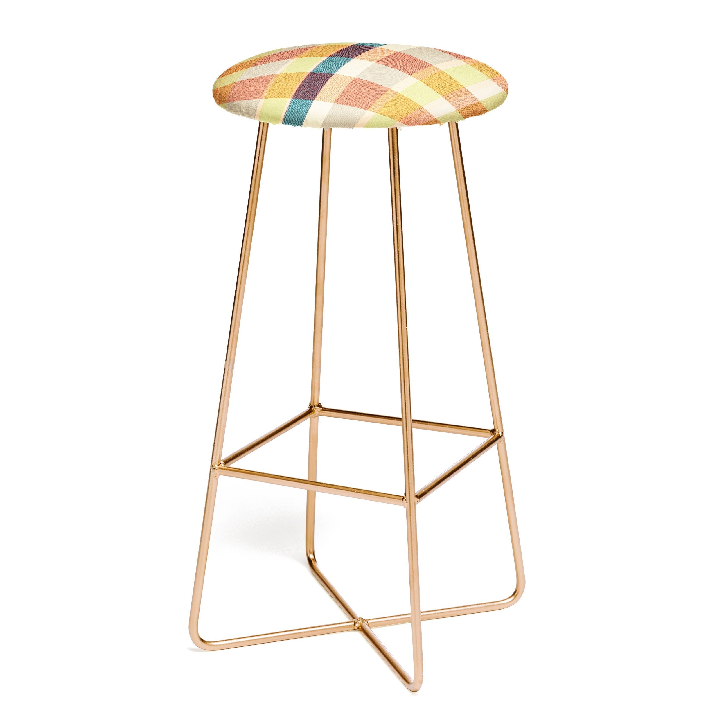 Marta Barragan Camarasa Retro Picnic Plaid Warm Tones Bar Stool