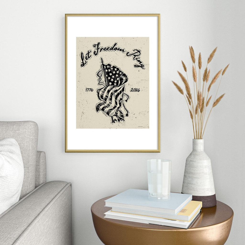 DENY Designs Let Freedom Ring Block Metal Framed Art Print