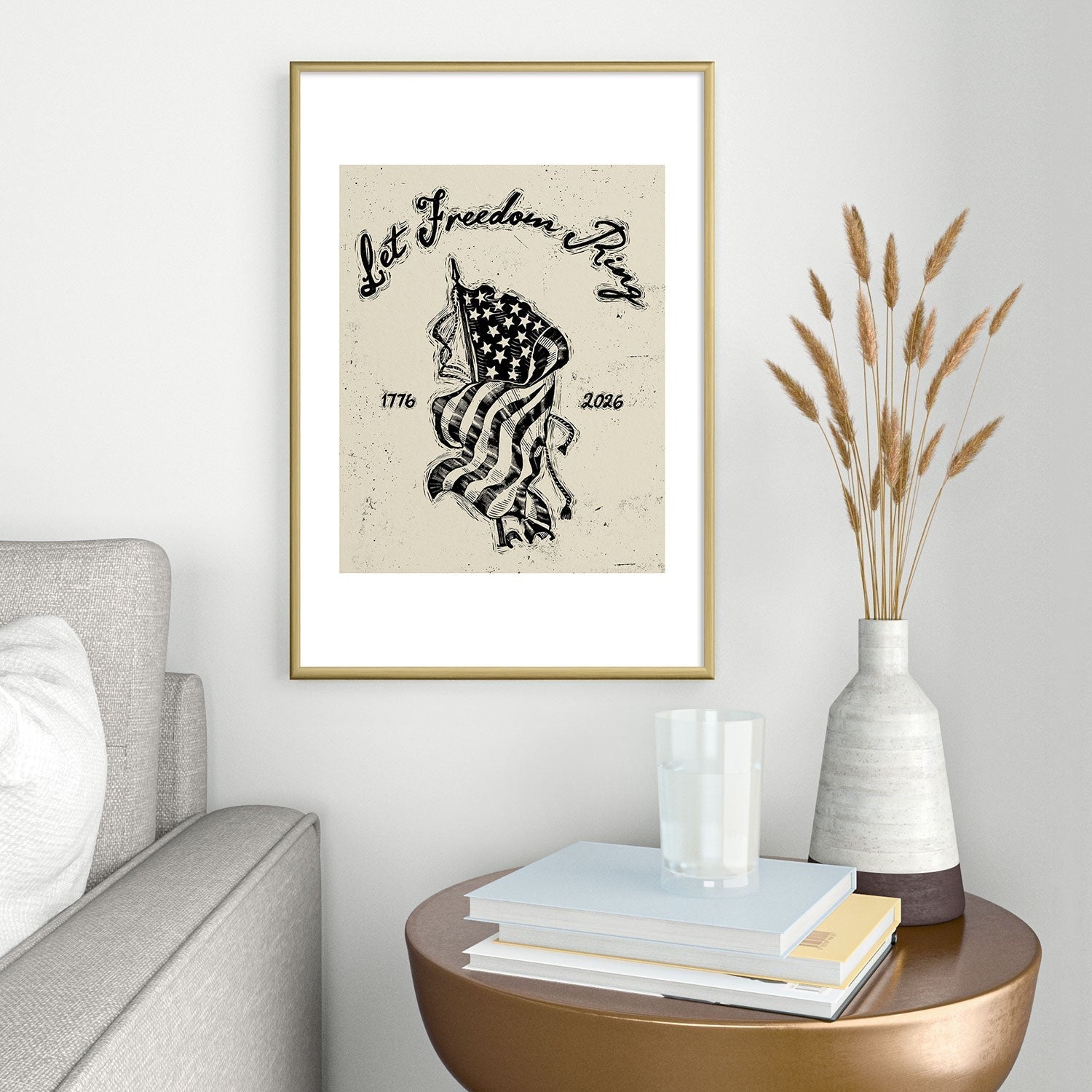 DENY Designs Let Freedom Ring Block Metal Framed Art Print