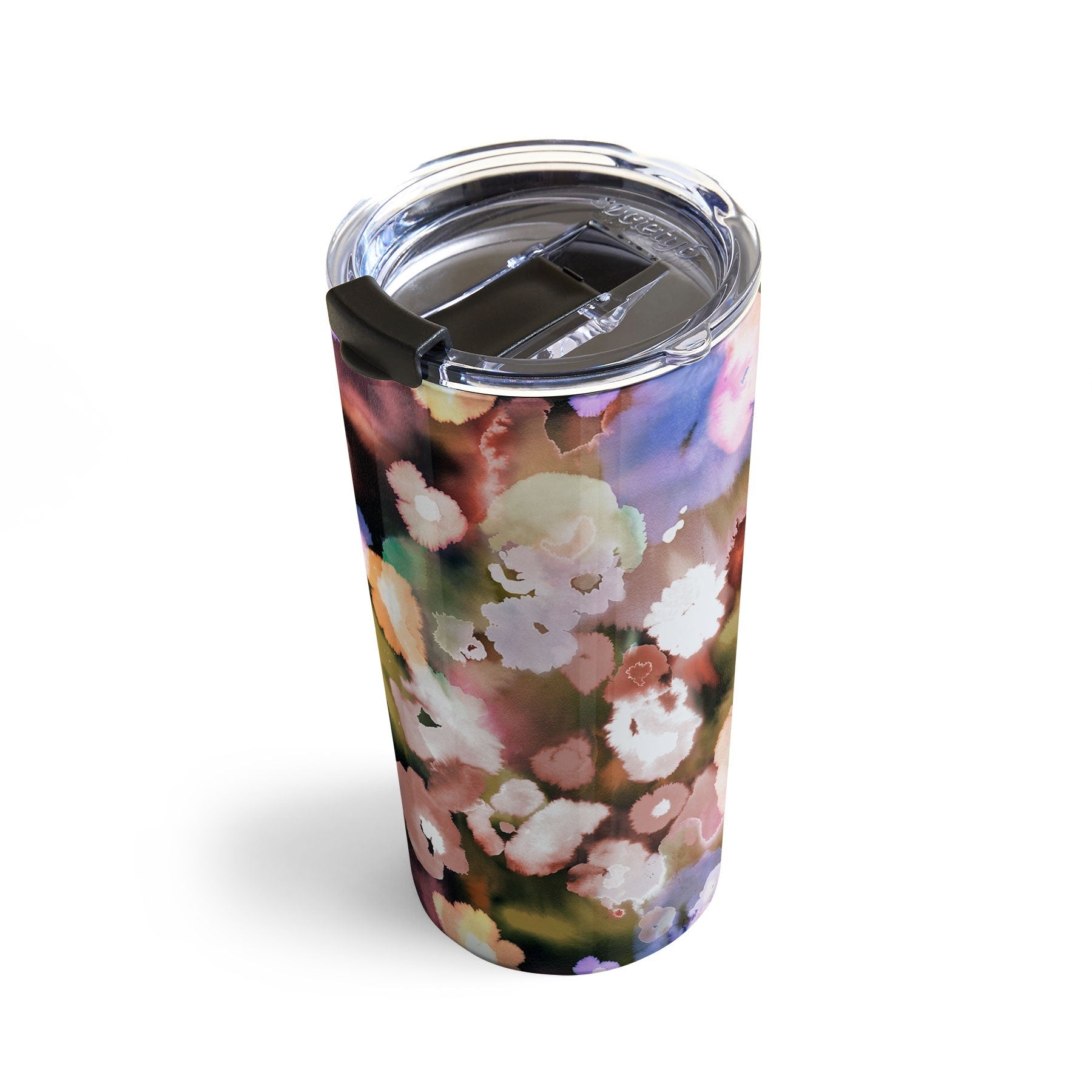 Ninola Design Botanic Retreat Ombre Abstract Watercolor Flowers Pink gold Travel Mug