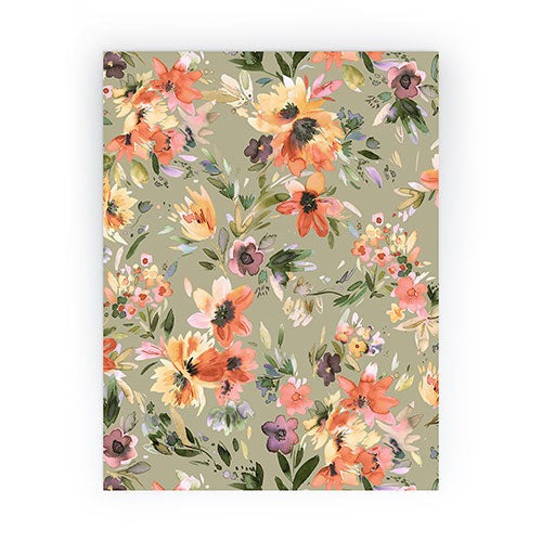 Ninola Design Botanic Retreat Painterly Tropical Flowers Sage Green Mini Art Print