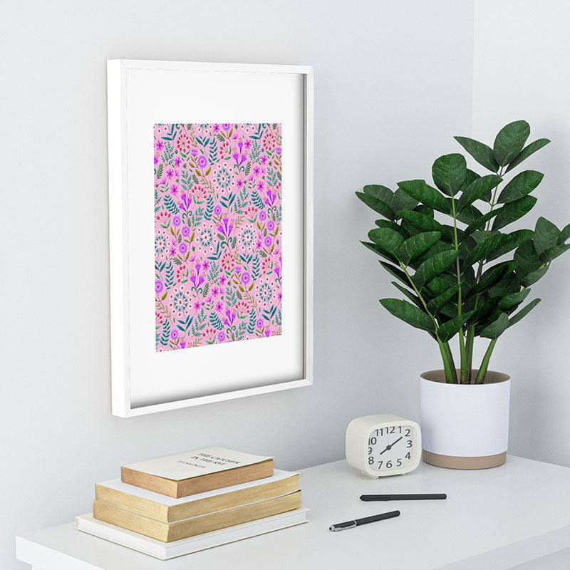 Pimlada Phuapradit Ditsy Purple Floral Half Drop Recessed Framing Rectangle