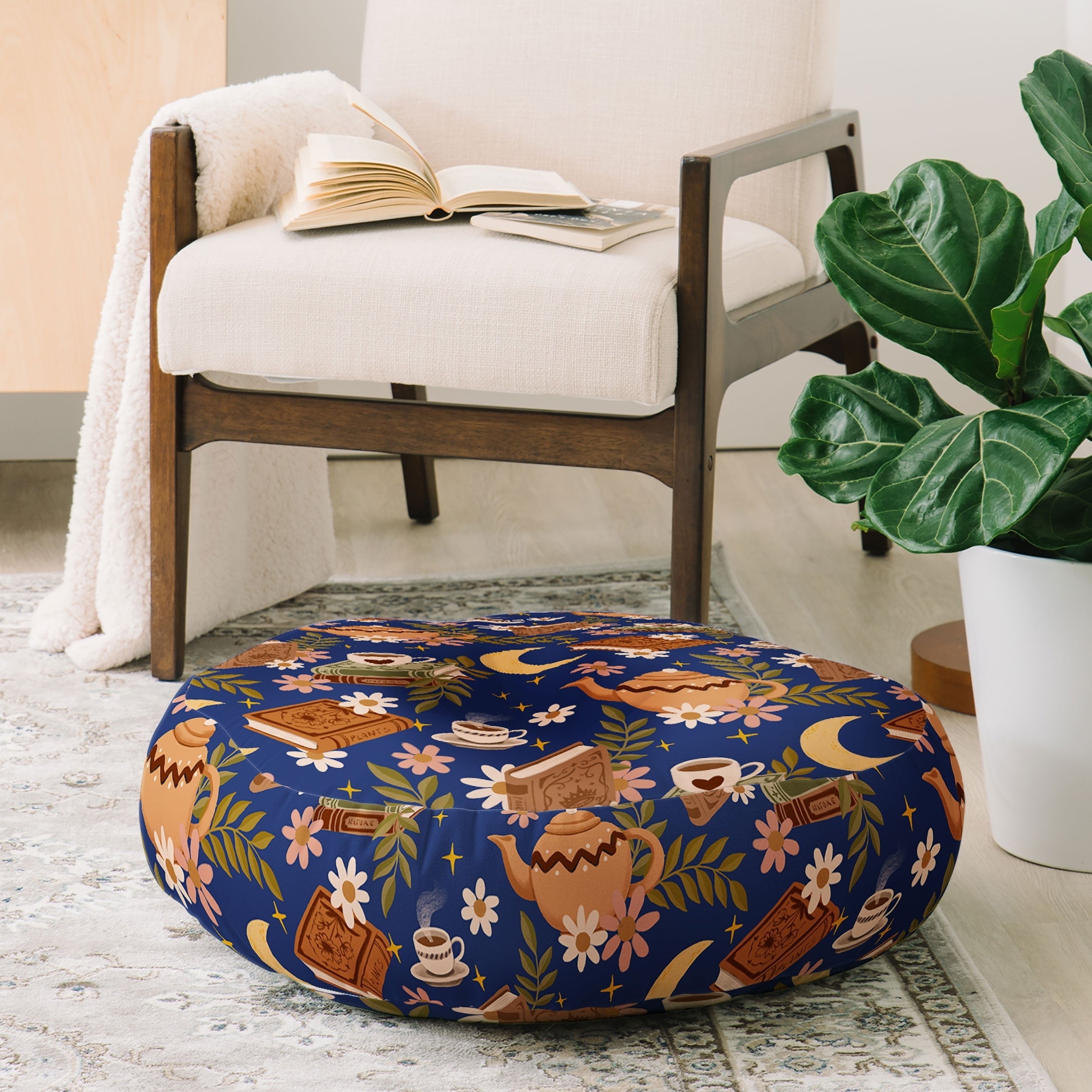 Avenie Moonlit Reading Nook II Floor Pillow Round