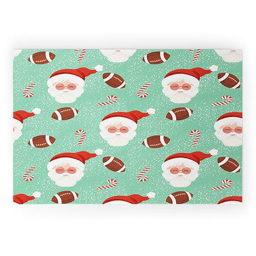 Design by Spark Sporty Football Santa Holiday Welcome Mat