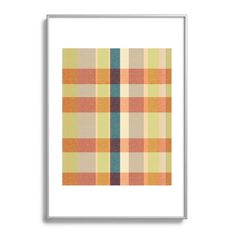 Marta Barragan Camarasa Retro Picnic Plaid Warm Tones Metal Framed Art Print