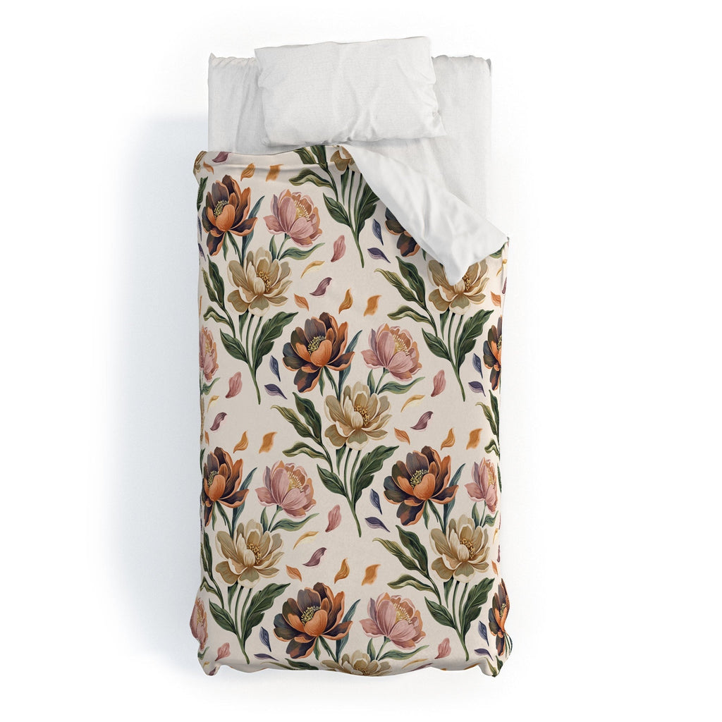 Marta Barragan Camarasa Hand Painted Peony Florals Duvet Cover