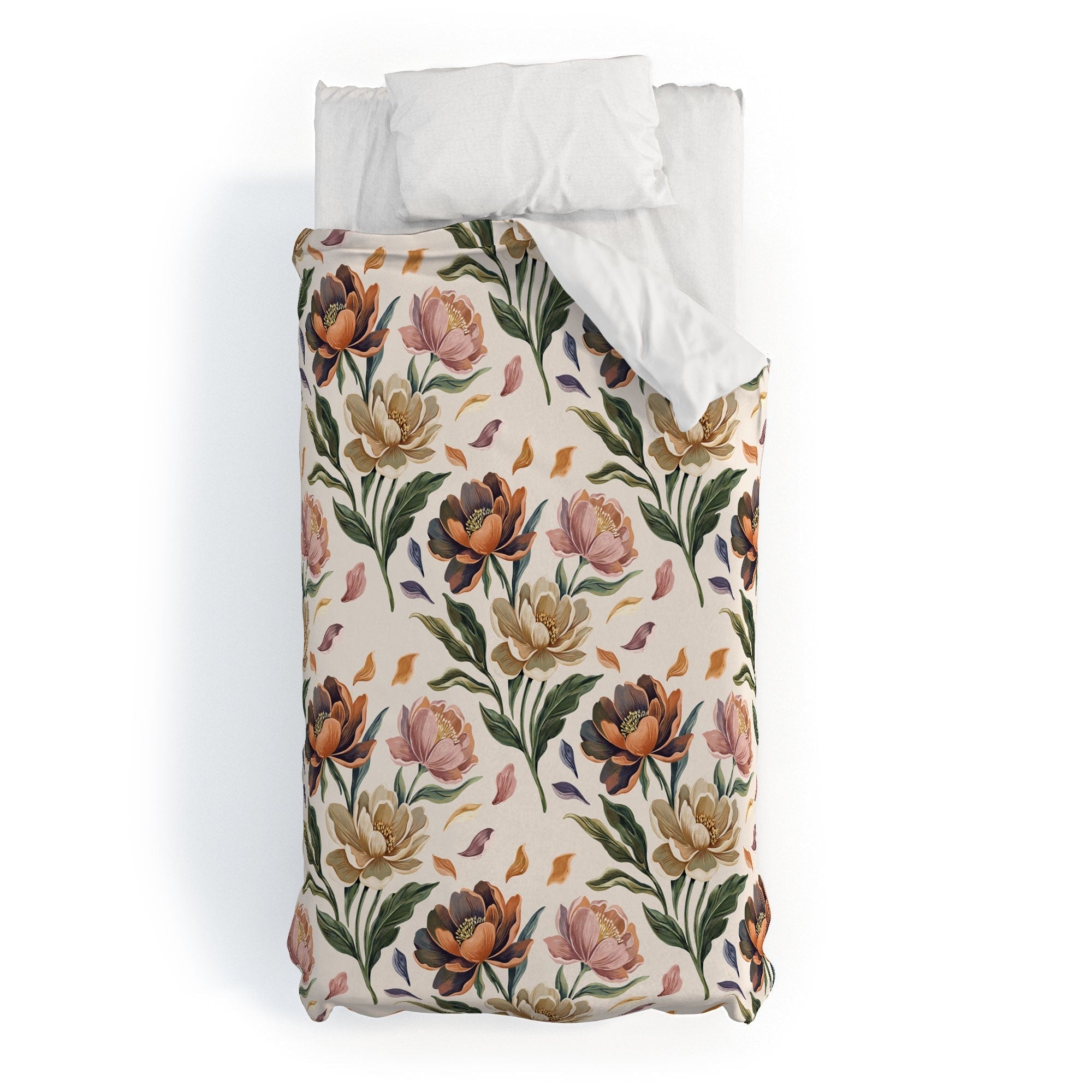 Marta Barragan Camarasa Hand Painted Peony Florals Duvet Cover