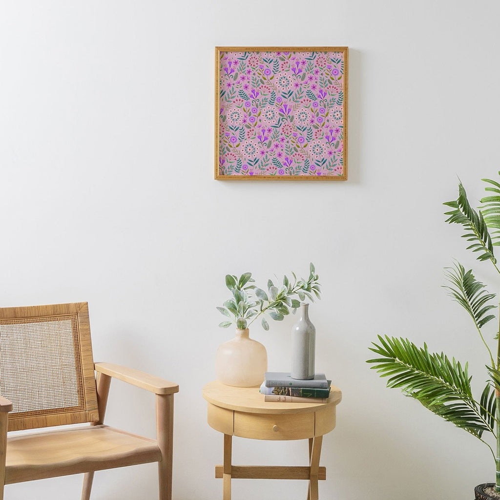 Pimlada Phuapradit Ditsy Purple Floral Half Drop Framed Wall Art