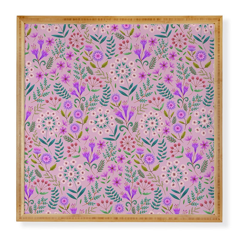 Pimlada Phuapradit Ditsy Purple Floral Half Drop Framed Wall Art