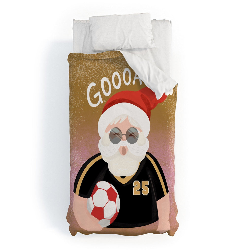 Design by Spark Sporty Soccer Santa Duvet Cover