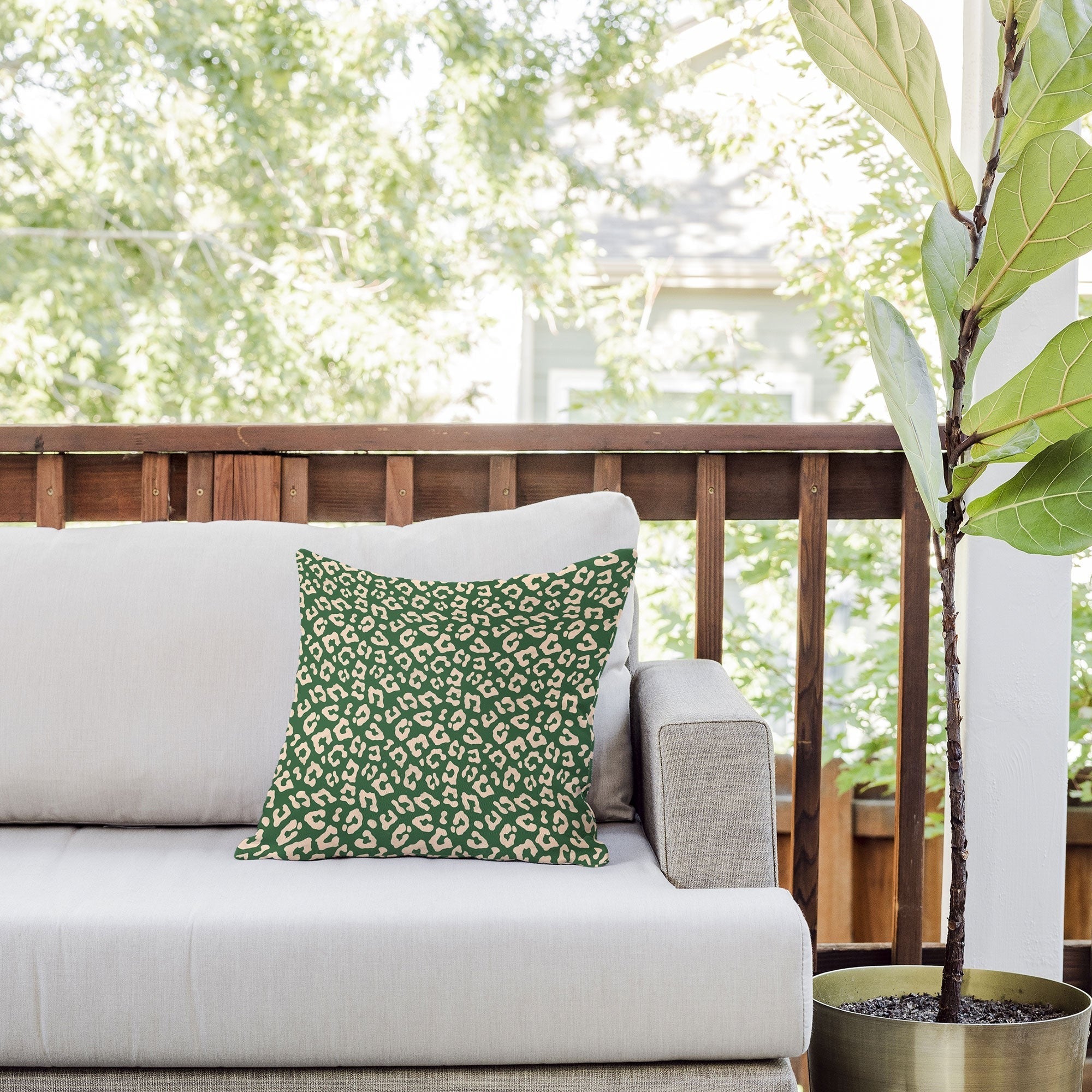 Avenie BR Cheetah Print In Green Outdoor Throw Pillow