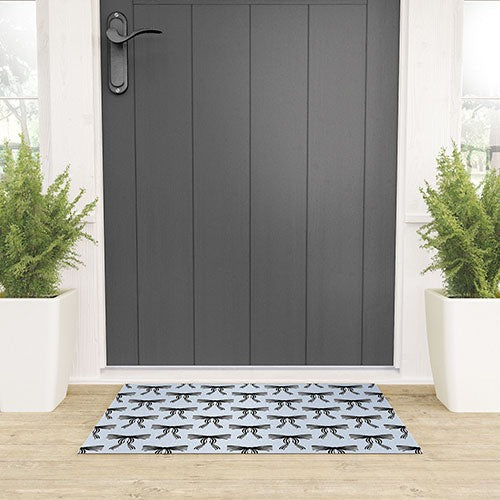 Design by Spark Black Striped Bows Welcome Mat