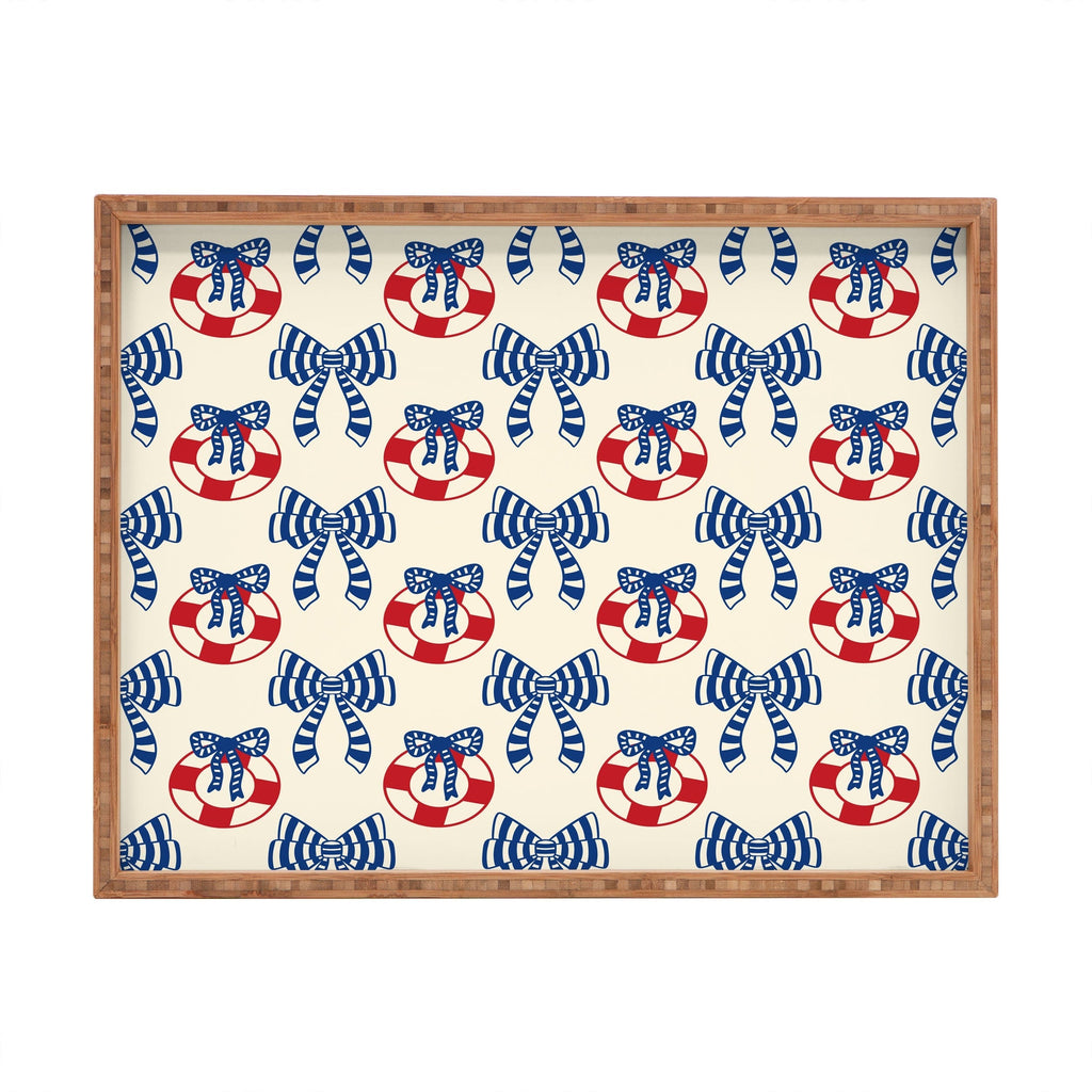 Design by Spark Nautical Christmas Bows Rectangular Tray