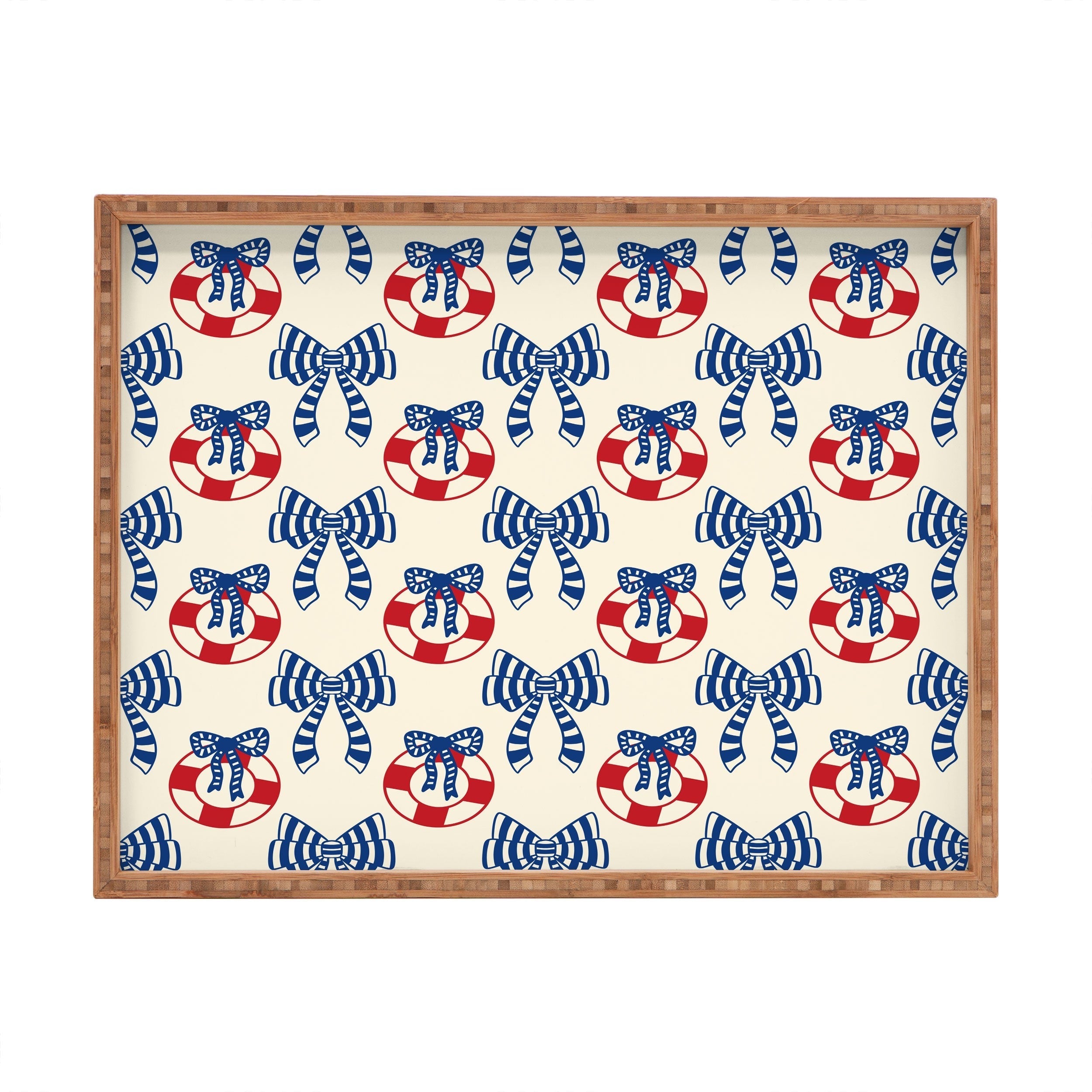 Design by Spark Nautical Christmas Bows Rectangular Tray