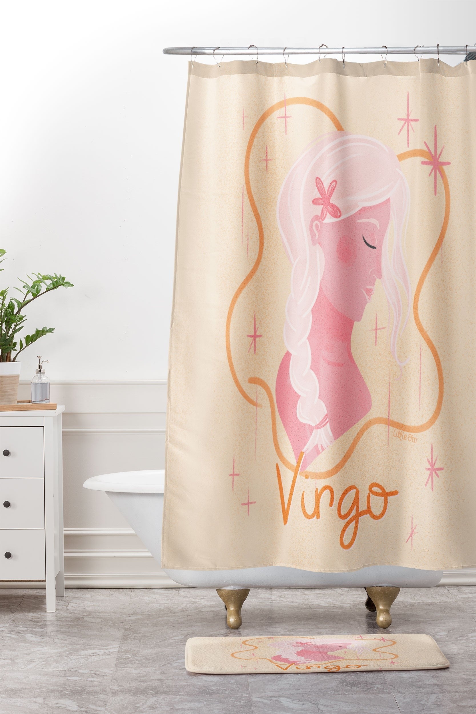 Little Om Zodiac Sign Virgo Memory Foam Bath Mat