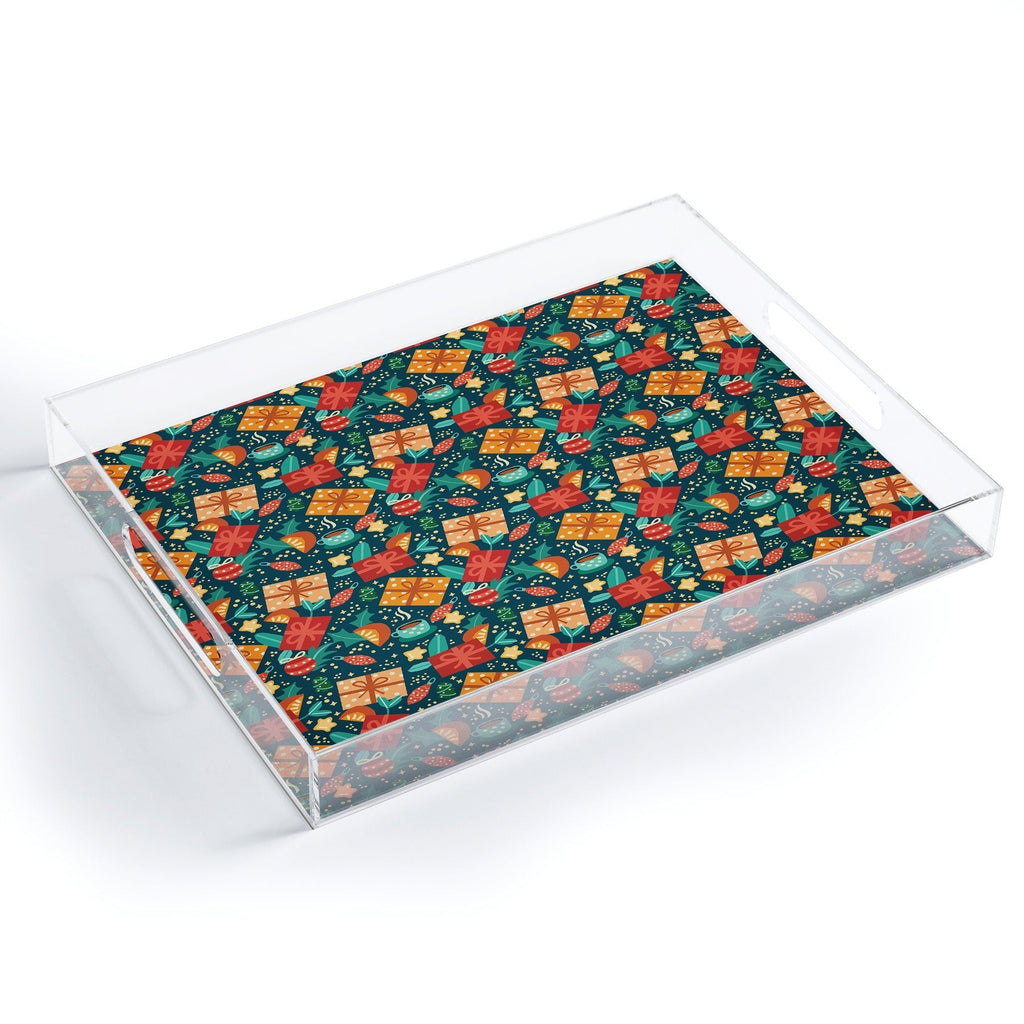 Valeria Frustaci Christmas pattern Acrylic Tray