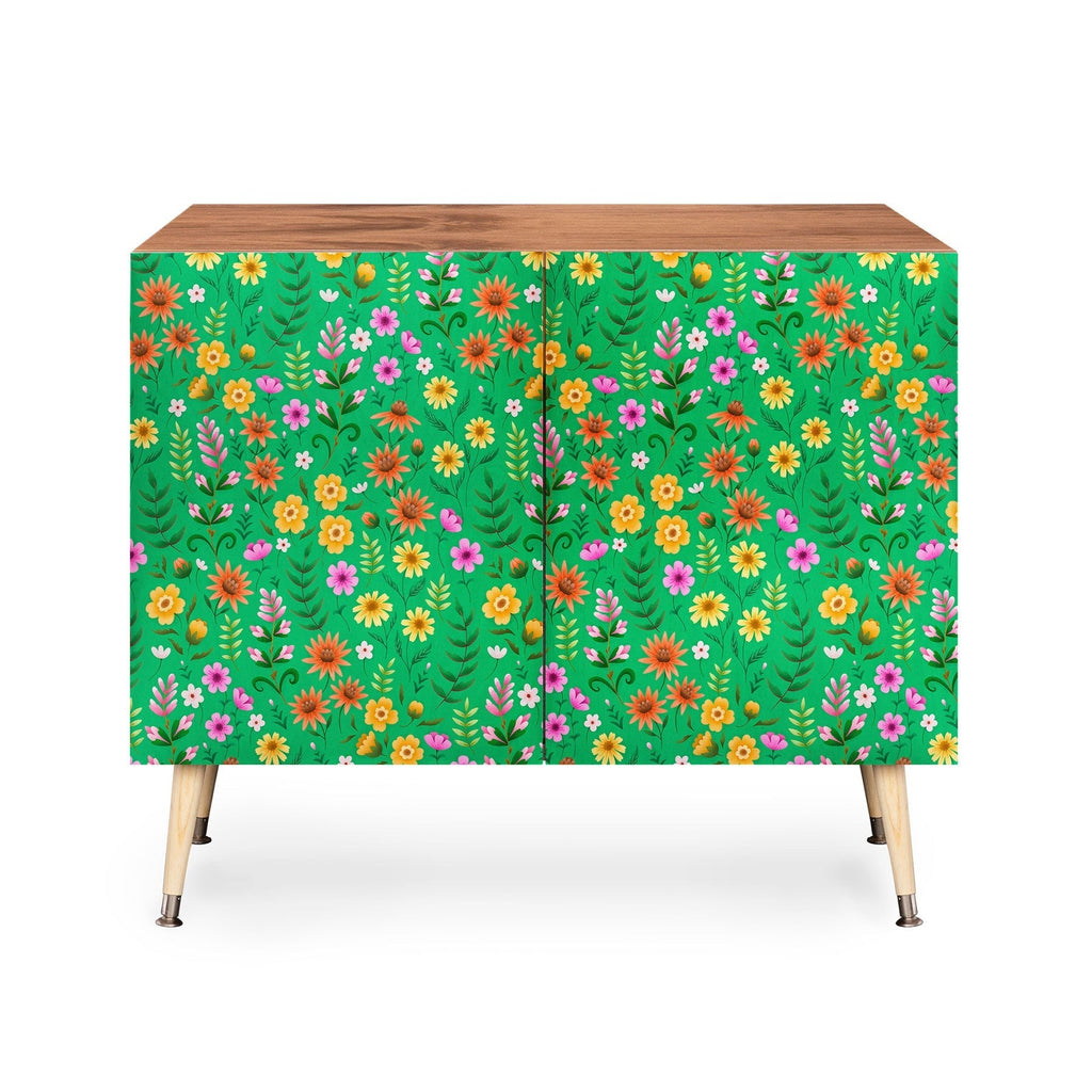 Pimlada Phuapradit Ditsy Spring Floral Green Credenza