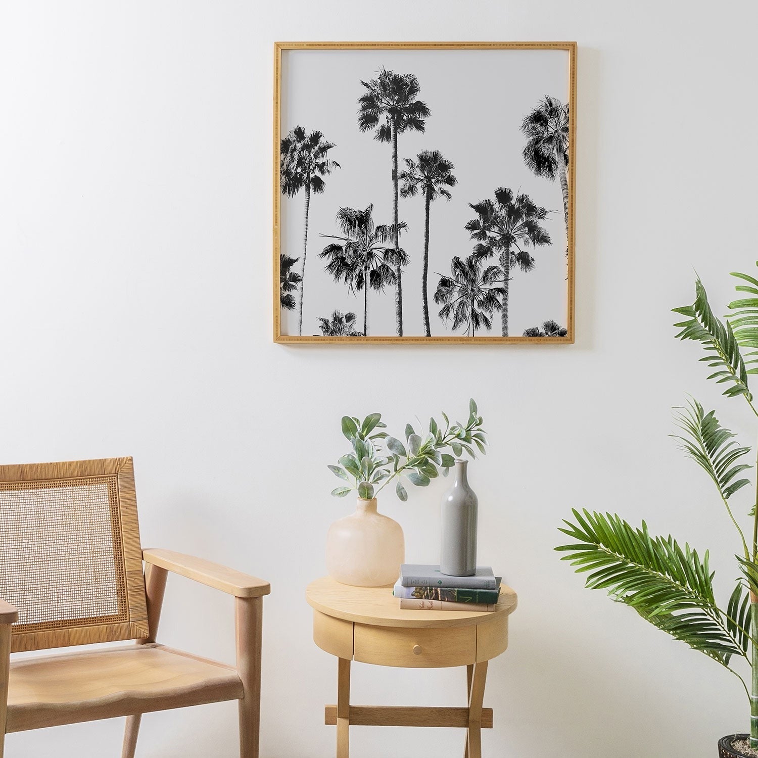 Gal Design Black And White Palms Framed Wall Art