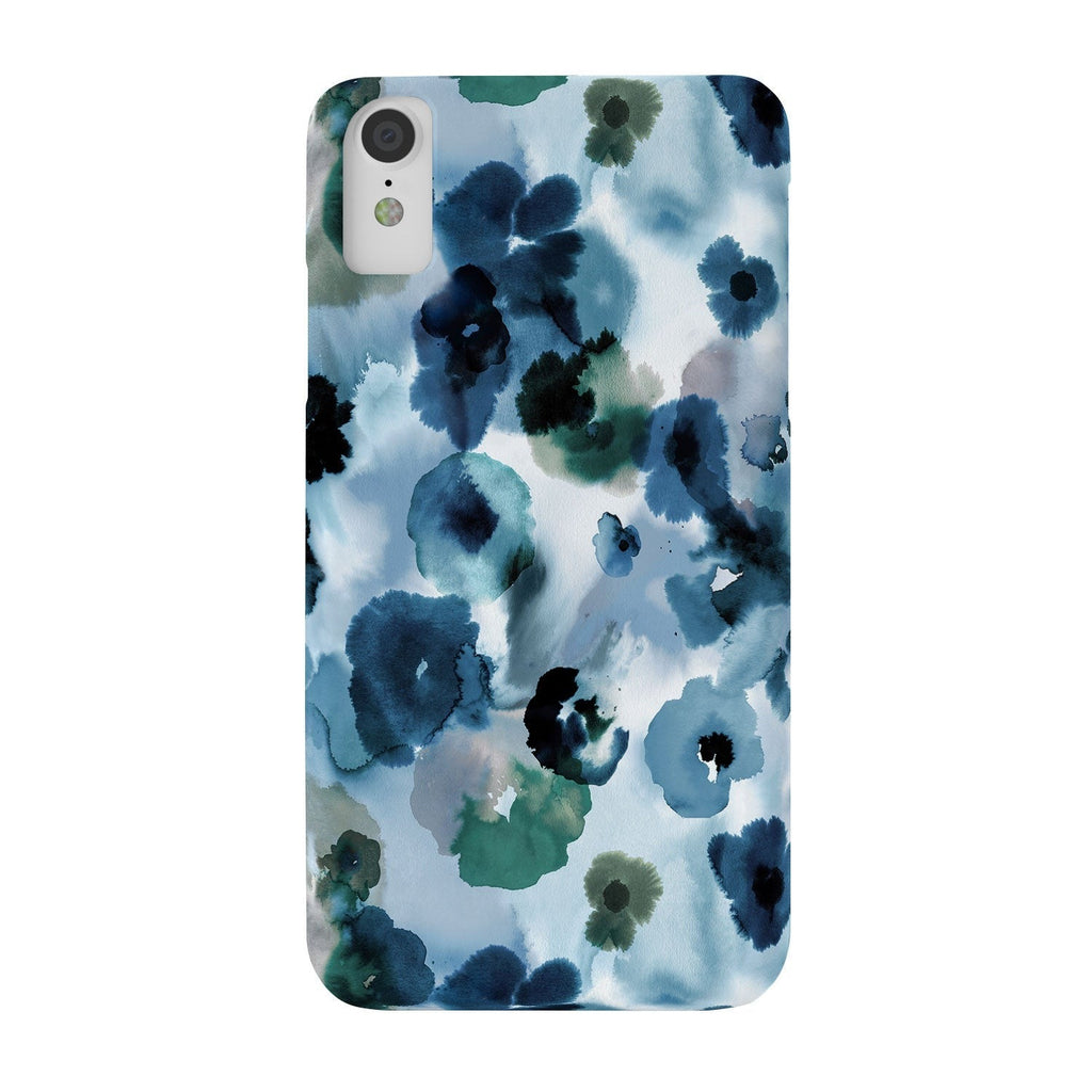 Ninola Design Botanic Retreat Ombre Abstract Watercolor Flowers Blue Navy Phone Case