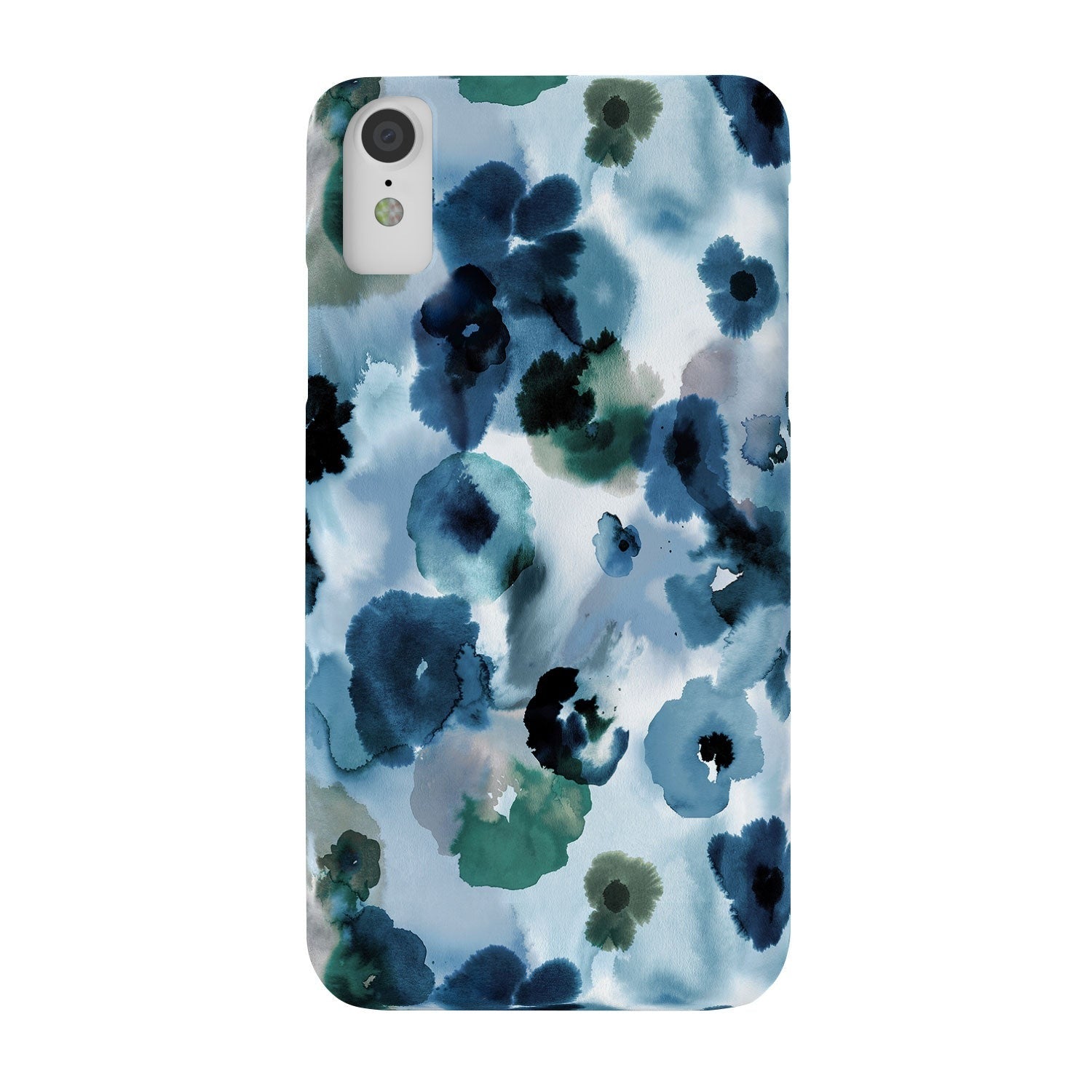 Ninola Design Botanic Retreat Ombre Abstract Watercolor Flowers Blue Navy Phone Case