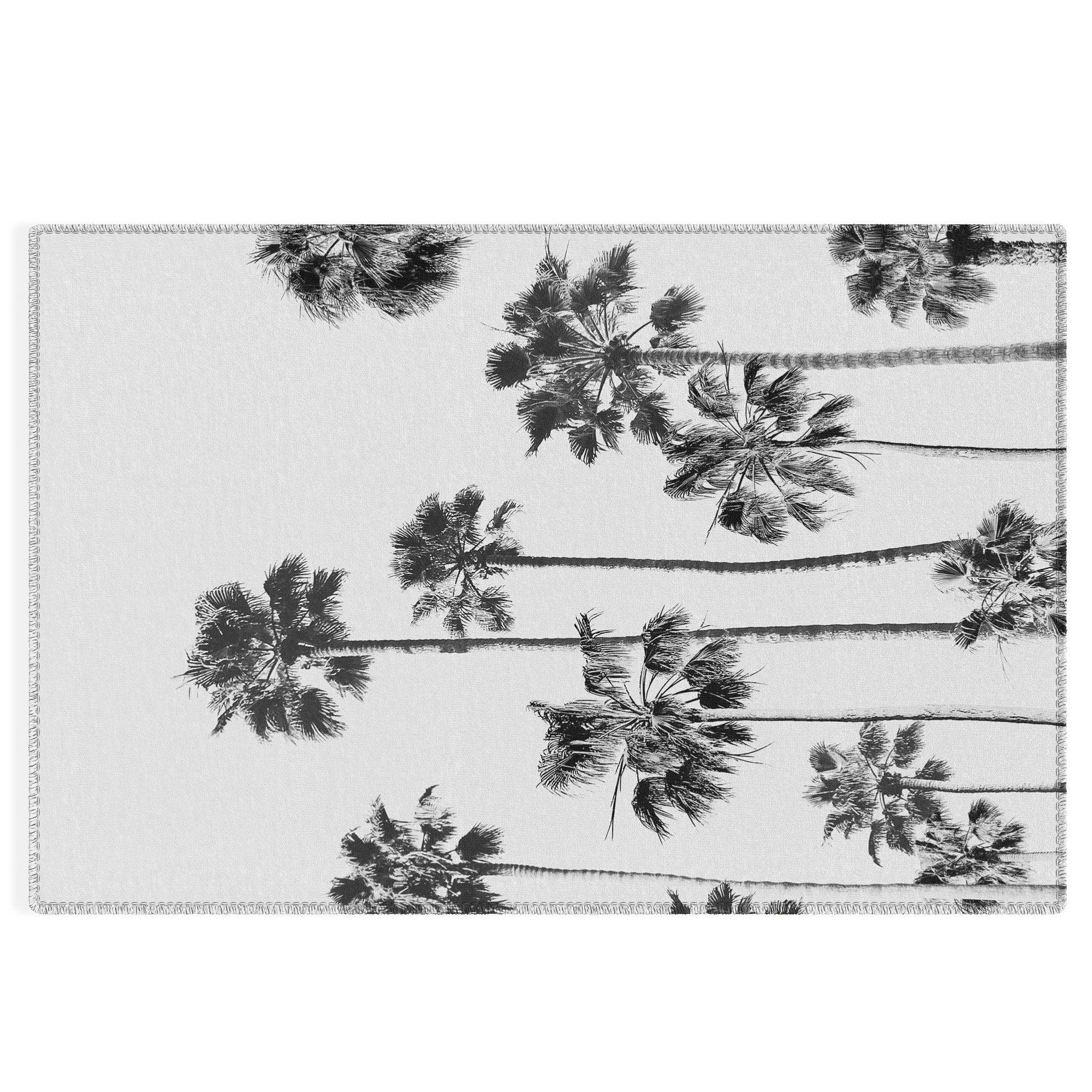 Gal Design Black And White Palms Outdoor Rug