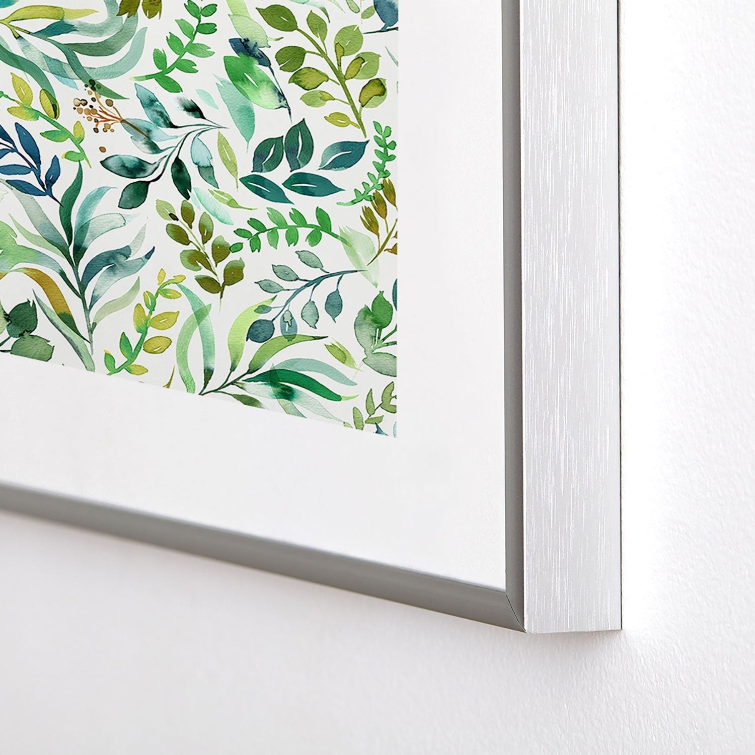 Ninola Design Botanic Retreat Loose Botanical Leaves Watercolor Green Metal Framed Art Print