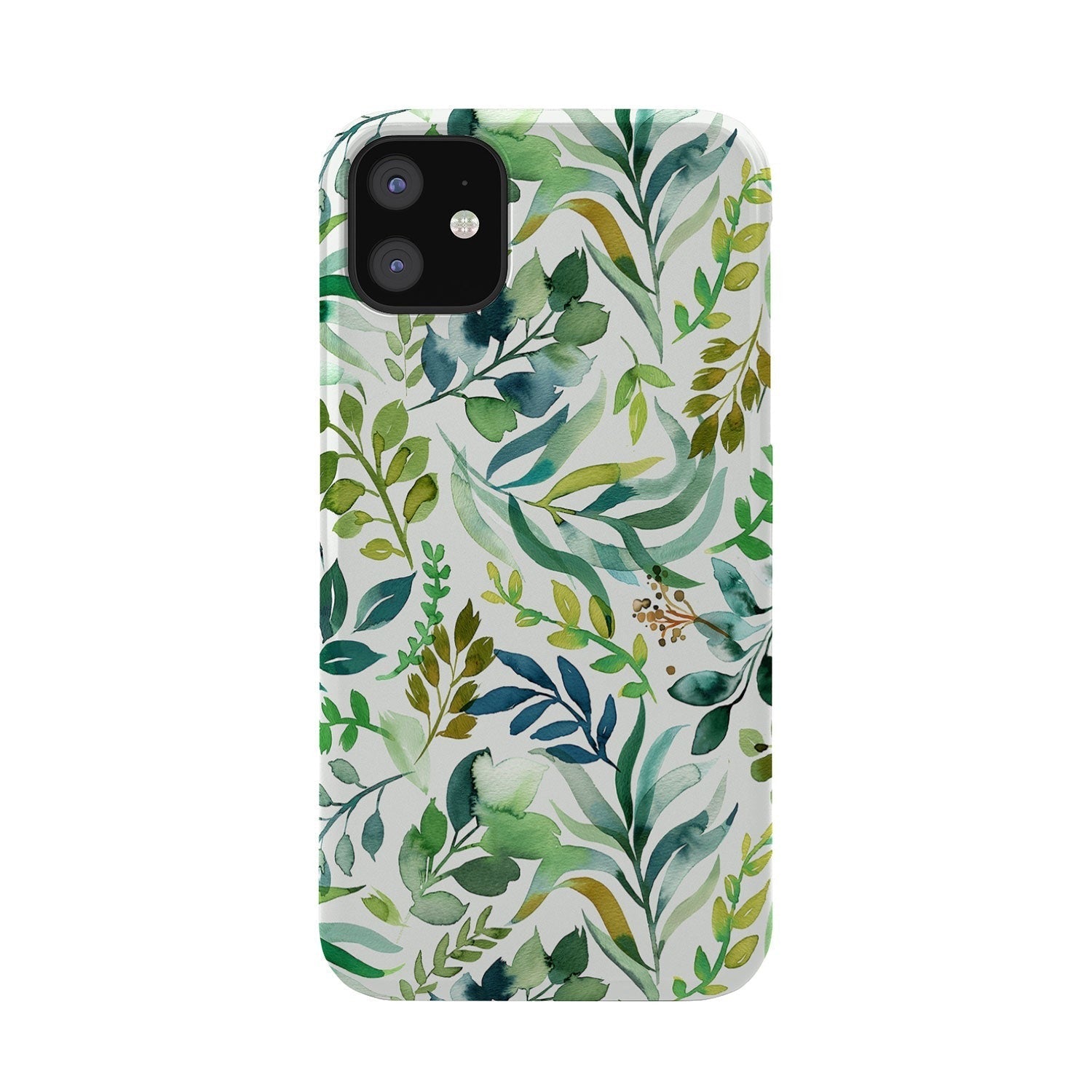 Ninola Design Botanic Retreat Loose Botanical Leaves Watercolor Green Phone Case