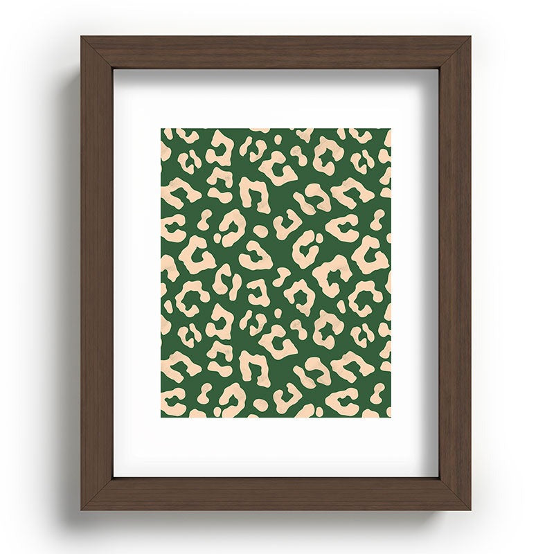 Avenie BR Cheetah Print In Green Recessed Framing Rectangle