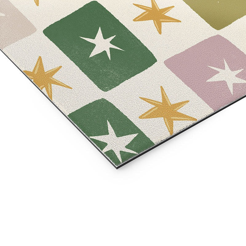 LouBruzzoni Retro Star Block Pattern Welcome Mat