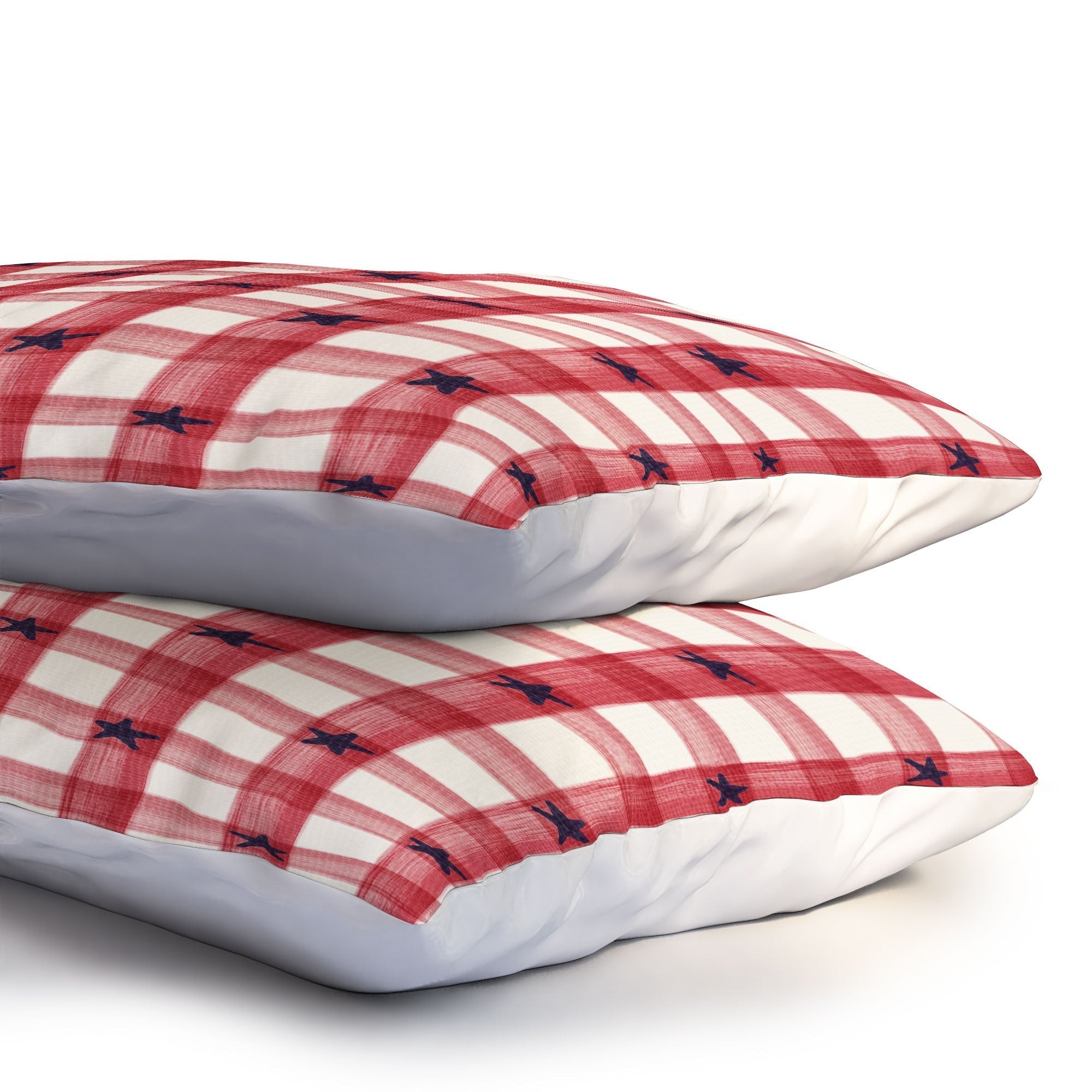 DENY Designs Red Gingham plus Stars Pillow Shams
