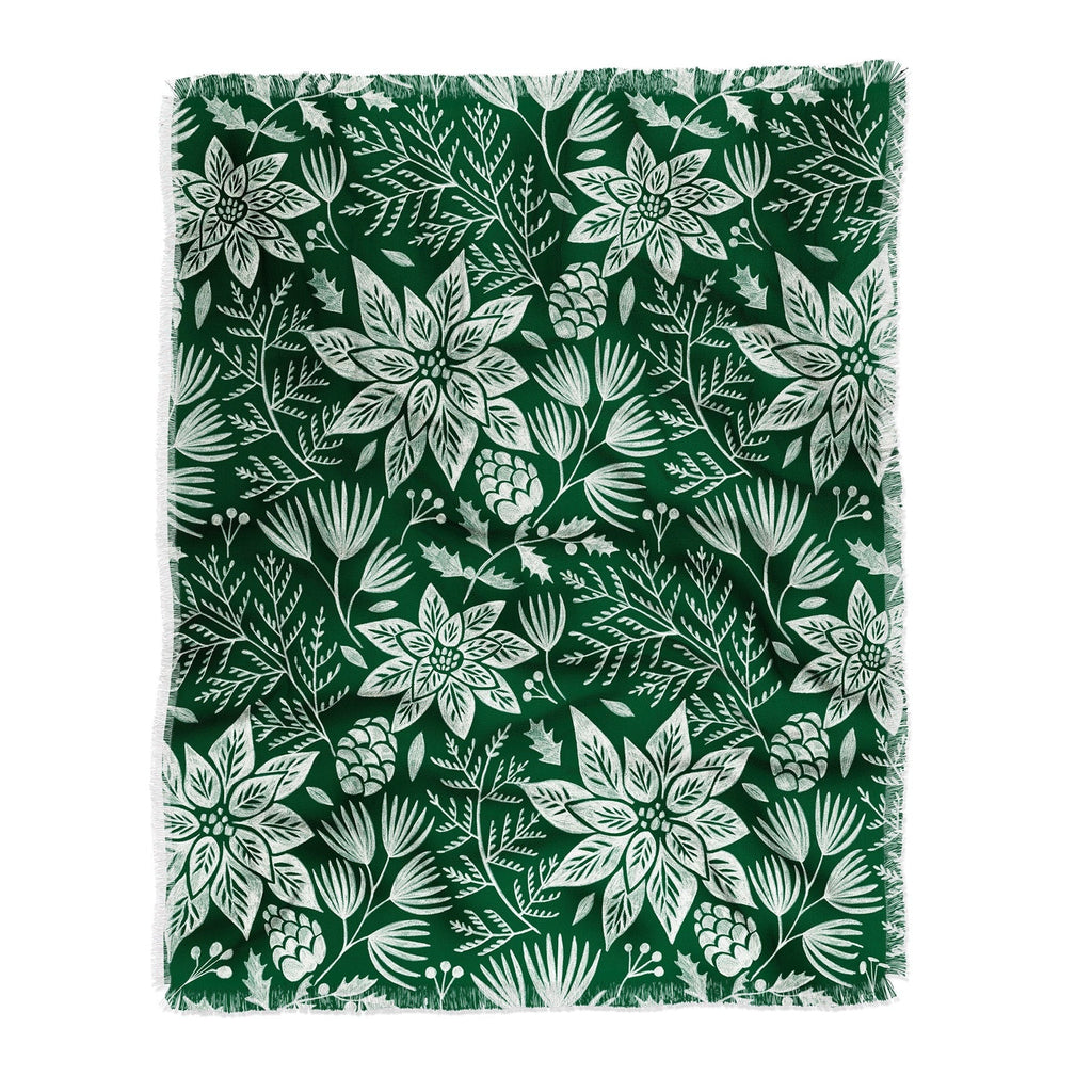 Pimlada Phuapradit Christmas Poinsettia Throw Blanket