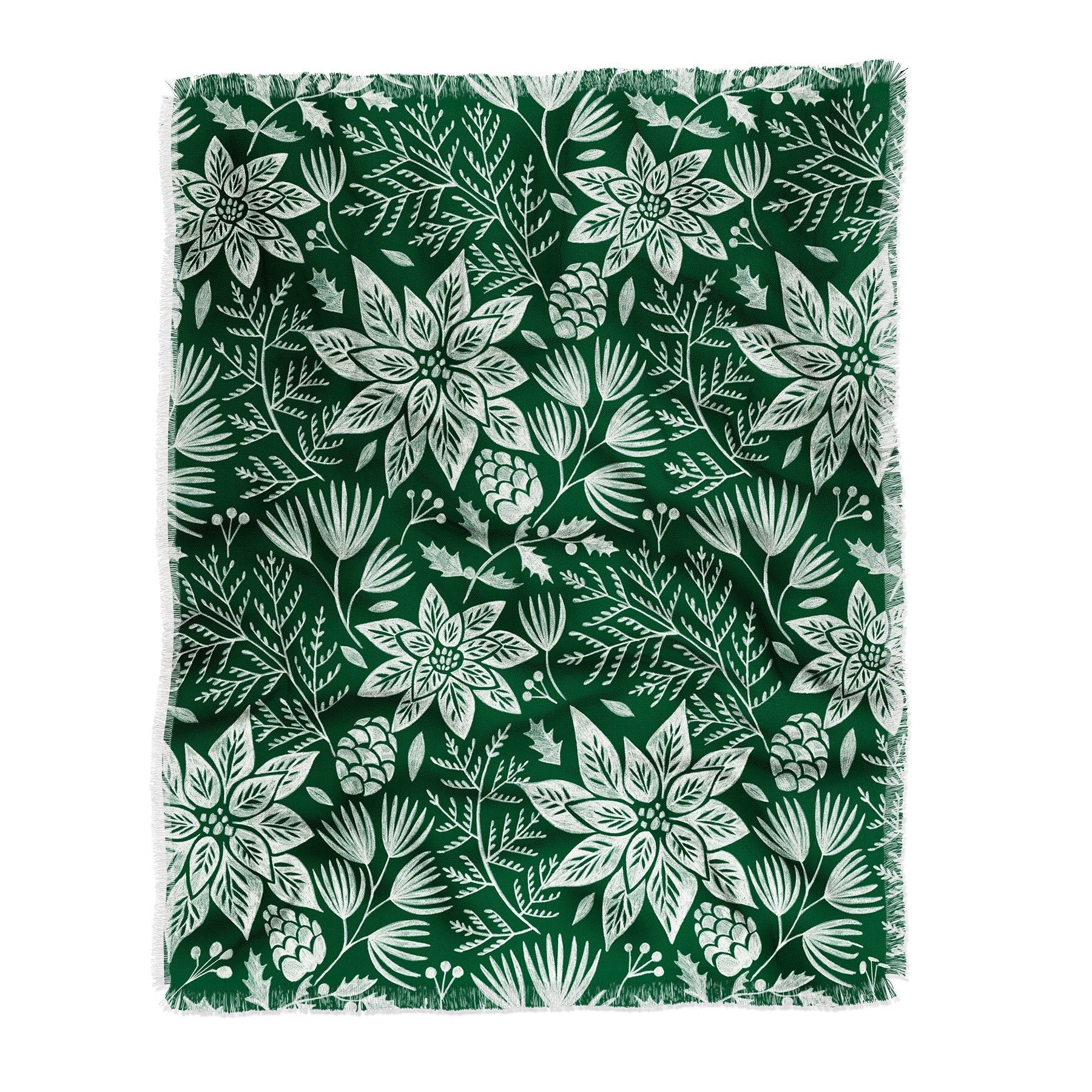 Pimlada Phuapradit Christmas Poinsettia Throw Blanket