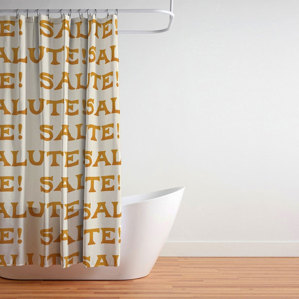 Jessica Molina Salute Gold Pattern on Cream Shower Curtain